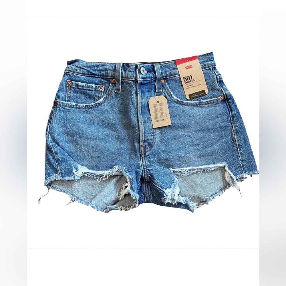 Levi’s NEW 501 Raw Hem High Rise Denim Shorts 26